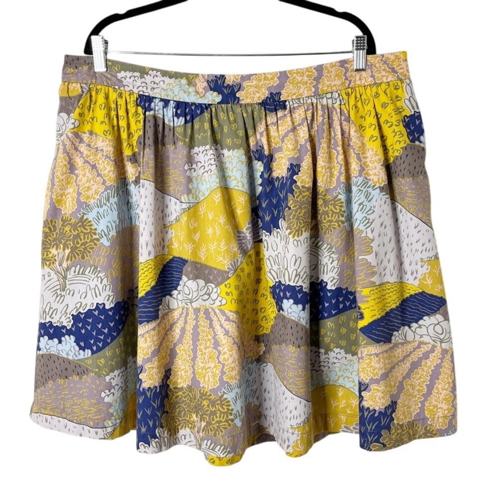 Boden Floral Patchwork Mini Skirt in Yellow, Navy, Olive, Cream